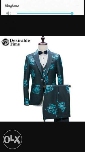 Blue And Teal Formal Suit Coat And Dress Pants