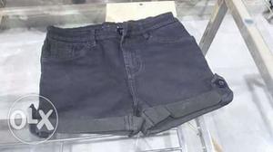Blue Cuffed Short Shorts