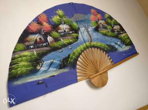 Decorative Japanese fan wall hanging Hand painted