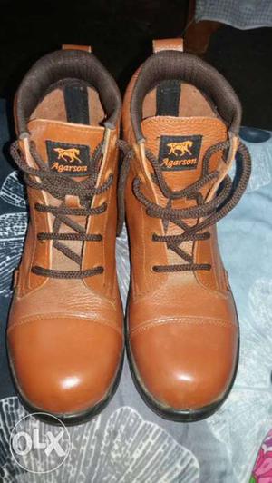 Pair Of Brown-and-black Leather Boots