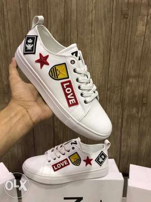 Pair Of White Low Top Sneakers With Box