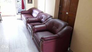 Red Leather Sofa Set