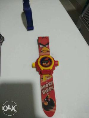 Round Yellow And Red Angry Birds Digital Wartch
