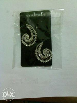 Silver Curved large party Earrings