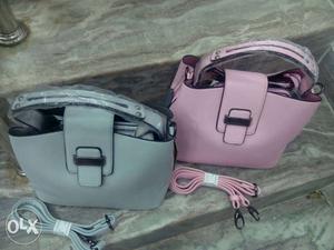 Two Gray And Pink 2-way Tote Bags