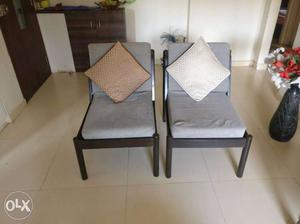 Two Gray Lounger Chairs