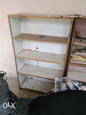 White And Brown Wooden Shelf