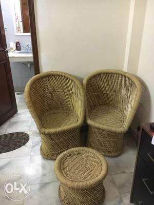 Wicker chairs and stool