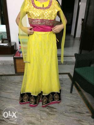 Yellow And Black Lehnga choli in excellent condition