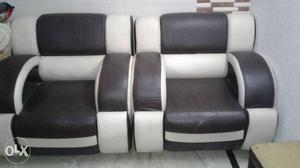 5 seater cream n brown sofa set light wait pure leather with