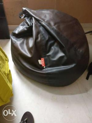 Black Leather Bin Bag
