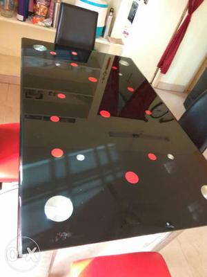 Black Red And White Dotted Dining Table