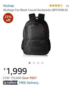 Black Skybags Fox Casual Backpack