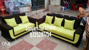 Black-and-yellow Sanjari Bench Sofa Set
