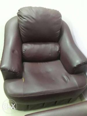 Brown Leather Cushion Armchair