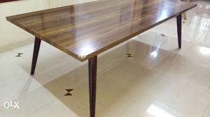 Dining table, teak wood frame and mica top