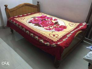 Double Wooden Bed With Mattress