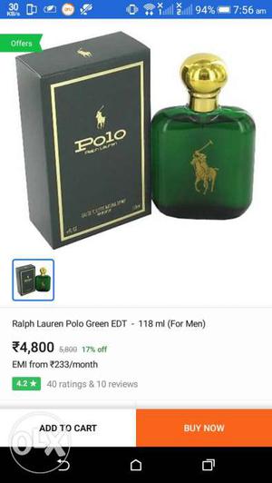 Green Ralph Lauren Polo Perfume Bottle