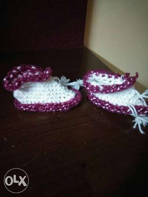 Hand knitted crochet baby booties(till 2 yrs age)