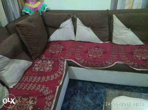 L Shaped Corner Sofa With Center Table And 2 Side