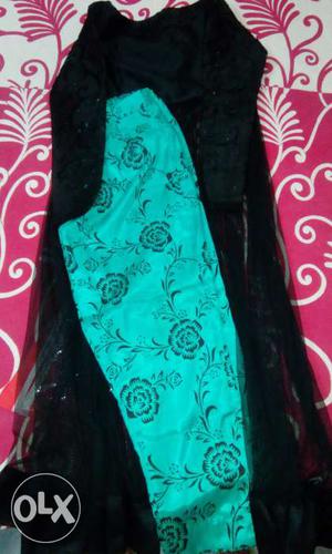 Long black anarkali stiched dress with plazzo