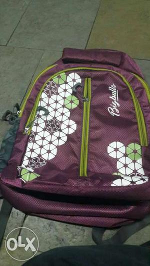 Maroon And White Backpack