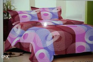 Pink, Brown, And Blue Bedspread