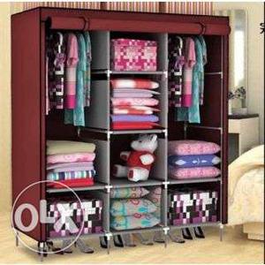 Pink Cloth Wardrobe for clothes can be easily dismandled