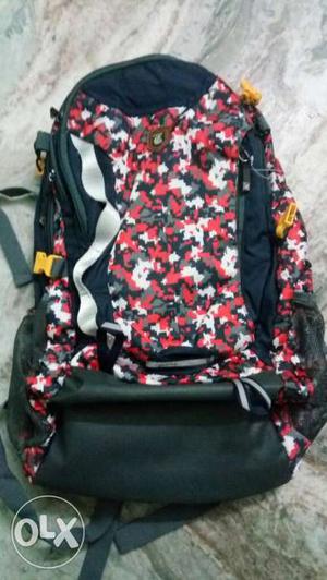Red And Black Floral Backpack