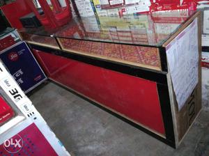 Red And Black Wooden Display Cabinet