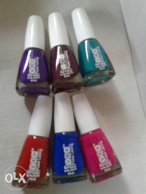 Red, Blue, Pink, Purple, Brown, And Teal Nail Lacquer