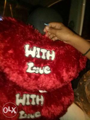 Red Heart Throw Pillow With With Love Text