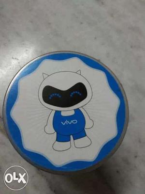 Round White And Blue Vivo Print Container