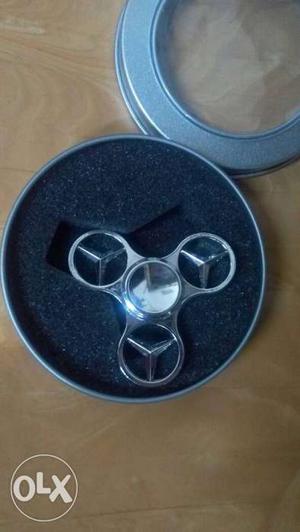 Silver And Black Fidget Spinner With Case