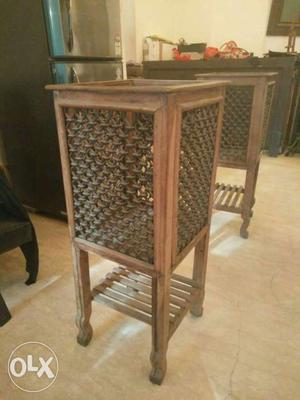 Two antique Brown Wooden planters