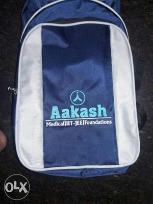 Unused Blue And White Aakash Backpack