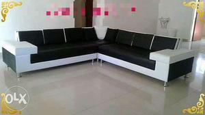 White And Black Leather Sectional Sofa