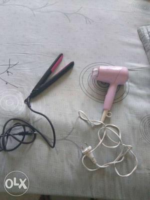 Women's Black And Pink Hair Iron And Dryer