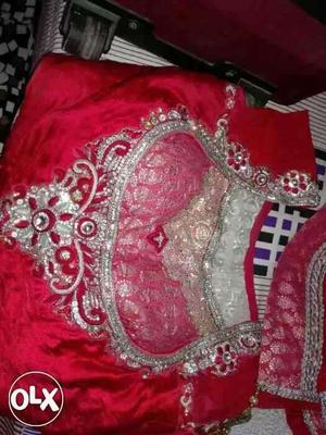 Women's Red And silver lehnga