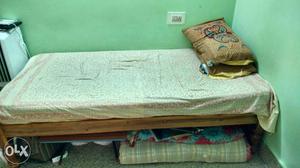 Wooden bed + godrej mattress 3 x 6
