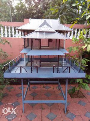 Gray And Blue Metal House Miniature