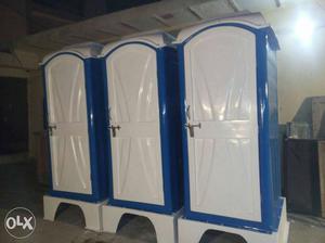 Brand new Three White-and-blue fibre Portable Toilets each
