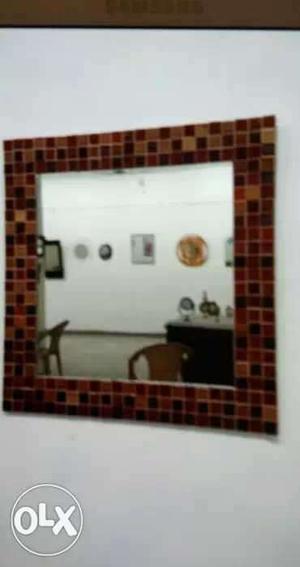Brown And Black Framed Mirror