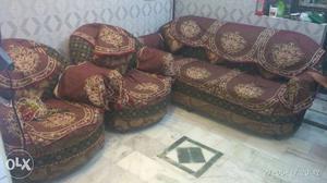 Brown And Red Floral Couch Set