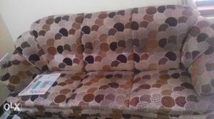 Brown Fabric 3-cushion Sofa