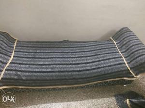 Grey And Black Fabric Striped Daybed