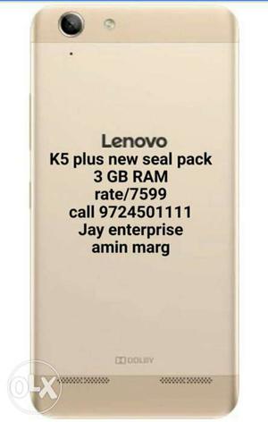 Lenovo k5 plus new seal pack