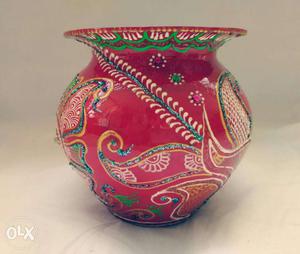 Red And Gray Floral Vase