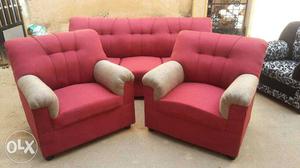 Red And White Cotton Sofa Armchairs