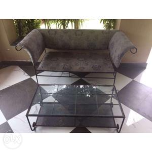 Rot iron 2 seater sofa with a rot iron table